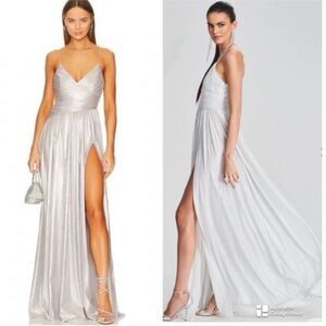 Retrofete Doss Dress Gown Maxi in White Silver Small NWT